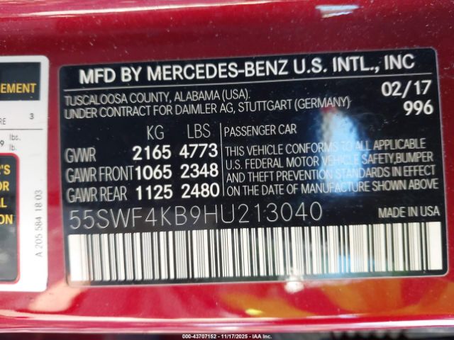 2017 MERCEDES-BENZ C 300 55SWF4KB9HU213040 Photo 8