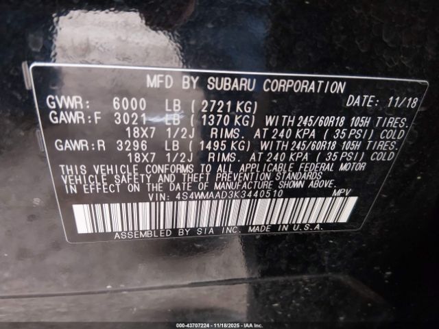 2019 SUBARU ASCENT 4S4WMAAD3K3440510 Photo 8