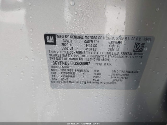 2016 CADILLAC SRX 3GYFNDE38GS530557 Photo 8