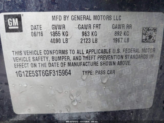 2016 CHEVROLET MALIBU 1G1ZE5ST6GF315964 Photo 8