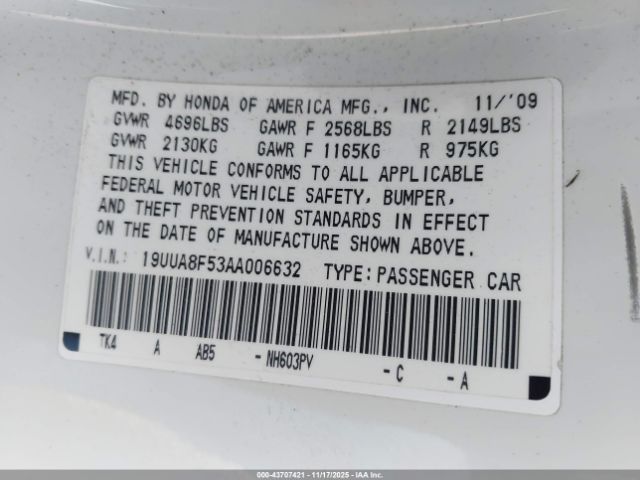 2010 ACURA TL 19UUA8F53AA006632 Photo 8