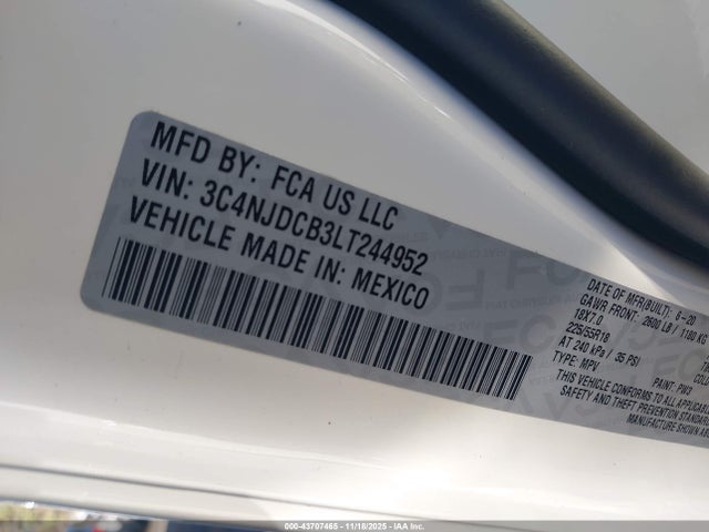 2020 Jeep Compass Limited 4x4 მანქანა იყიდება აუქციონზე, vin: 3C4NJDCB3LT244952, აუქციონის ნომერი: 43707465