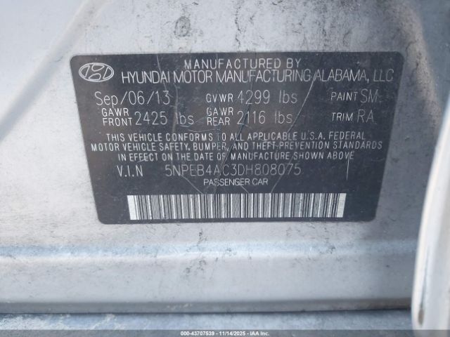 2013 HYUNDAI SONATA 5NPEB4AC3DH808075 Photo 8