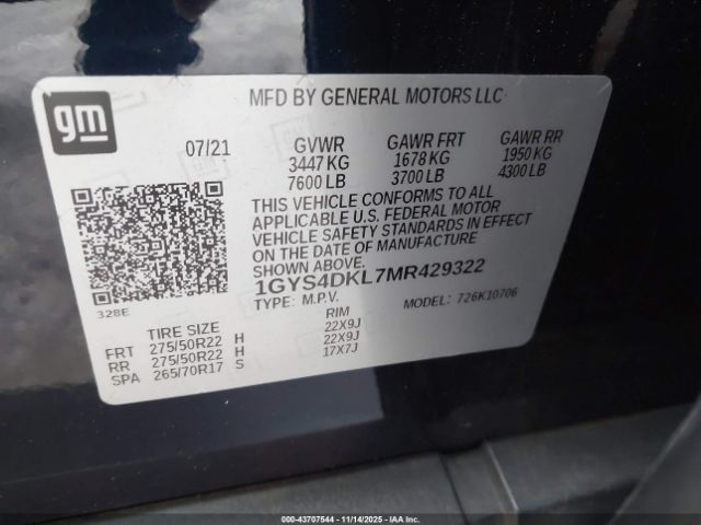 2021 CADILLAC ESCALADE 1GYS4DKL7MR429322 Photo 8