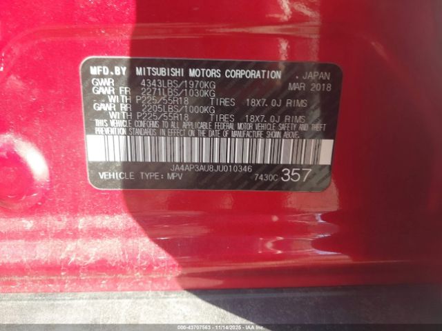 2018 MITSUBISHI OUTLANDER SPORT JA4AP3AU8JU010346 Photo 8