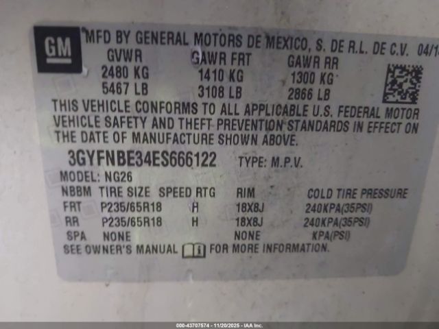 2014 CADILLAC SRX 3GYFNBE34ES666122 Photo 8