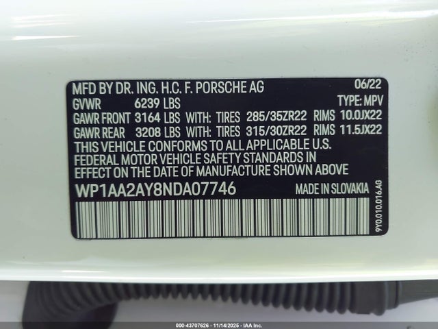 2022 PORSCHE CAYENNE WP1AA2AY8NDA07746 Photo 8