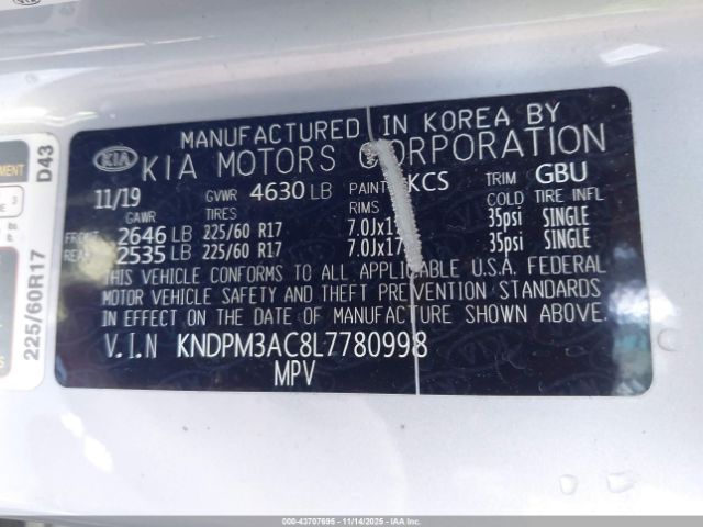 2020 KIA SPORTAGE KNDPM3AC8L7780998 Photo 8