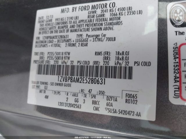 2014 FORD MUSTANG 1ZVBP8AM2E5280631 Photo 8