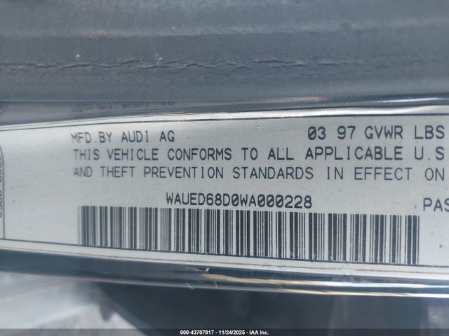 1998 AUDI A4 WAUED68D0WA000228 Photo 8