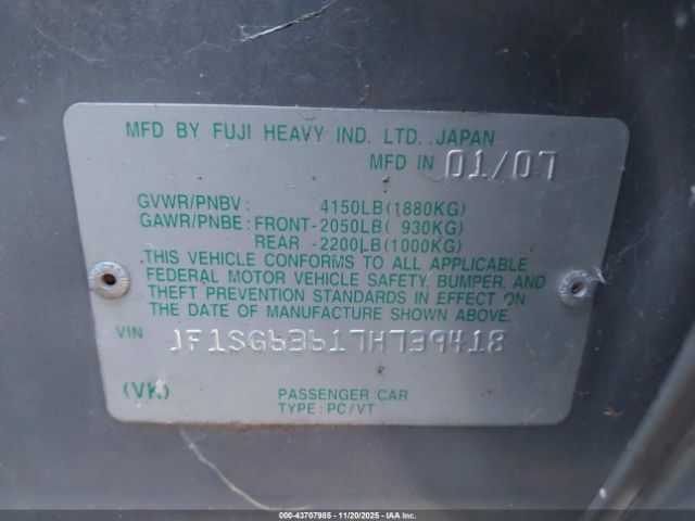 2007 SUBARU FORESTER JF1SG63617H739418 Photo 8