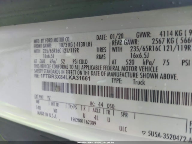 2020 FORD TRANSIT-250 CARGO VAN 1FTBR3X84LKA31661 Photo 8