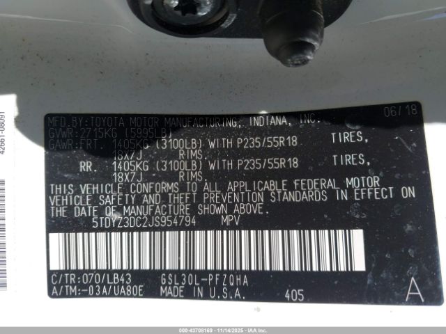 2018 TOYOTA SIENNA 5TDYZ3DC2JS954794 Photo 8