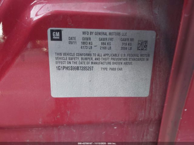 2011 CHEVROLET CRUZE 1G1PH5S99B7285297 Photo 8