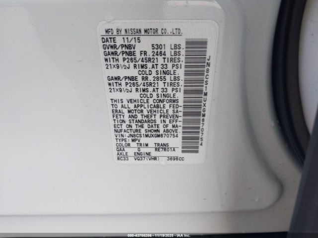 2016 INFINITI QX70 JN8CS1MUXGM670754 Photo 8