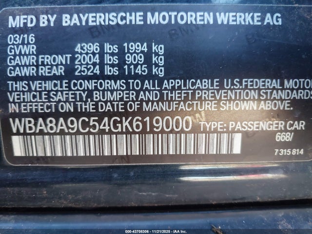 2016 BMW 320I WBA8A9C54GK619000 Photo 8