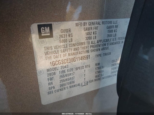 1GCGSCE30G1149591 Chevrolet Colorado Lt