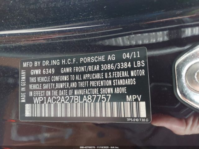 2011 PORSCHE CAYENNE WP1AC2A27BLA87757 Photo 8