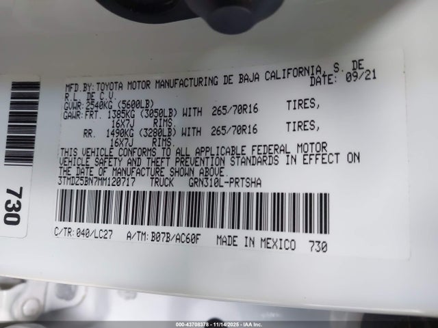 3TMDZ5BN7MM120717 Toyota Tacoma Trd Off-road