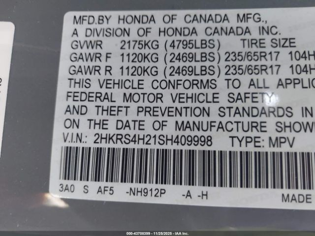 2025 HONDA CR-V 2HKRS4H21SH409998 Photo 8