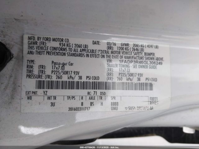 2016 FORD FOCUS ELECTRIC 1FADP3R46GL306249 Photo 8
