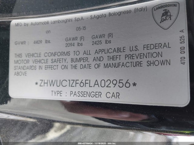 2015 LAMBORGHINI HURACAN ZHWUC1ZF6FLA02956 Photo 8