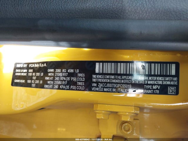 ZACCJBBT9GPC55019 Jeep Renegade Latitude