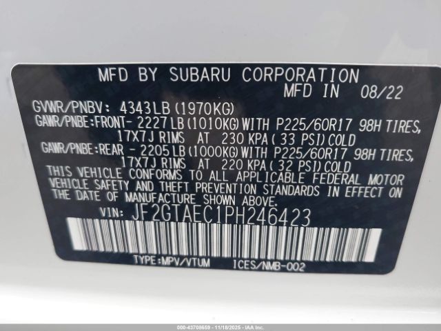 2023 SUBARU CROSSTREK JF2GTAEC1PH246423 Photo 8