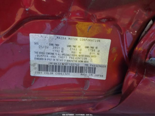2008 MAZDA MAZDA3 JM1BK323281103762 Photo 8