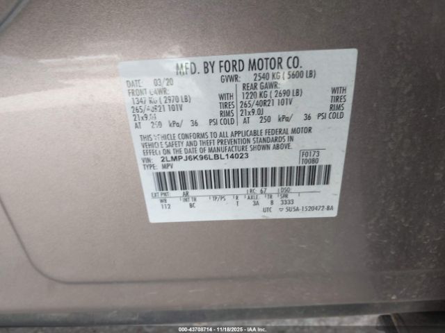 2020 LINCOLN NAUTILUS 2LMPJ6K96LBL14023 Photo 8