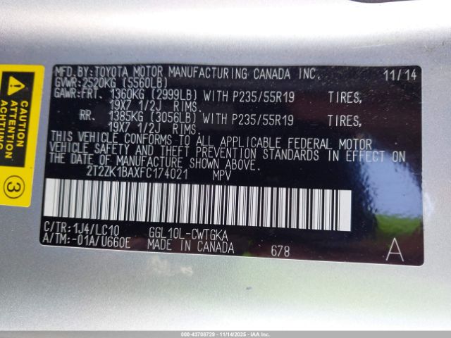 2015 LEXUS RX 350 2T2ZK1BAXFC174021 Photo 8