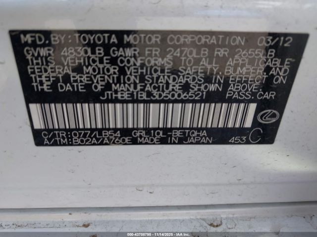 2013 LEXUS GS 350 JTHBE1BL3D5006521 Photo 8