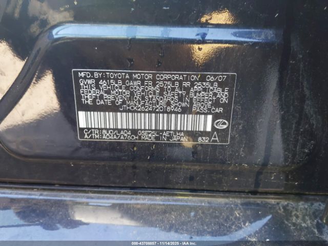 2007 LEXUS IS 250 JTHCK262472018946 Photo 8