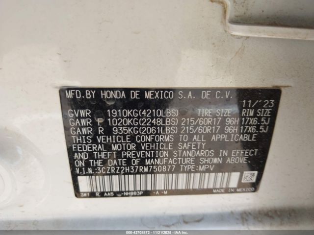 2024 HONDA HR-V 3CZRZ2H37RM750877 Photo 8