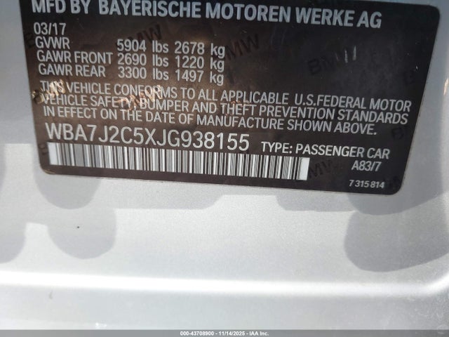 Продажа на аукционе авто 2018 Bmw 740e Xdrive Iperformance, vin: WBA7J2C5XJG938155, номер лота: 43708900