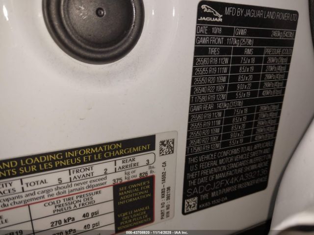 2019 JAGUAR F-PACE SADCJ2FX4KA392136 Photo 8