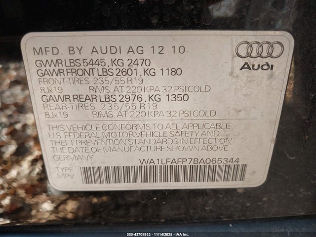 2011 AUDI Q5 WA1LFAFP7BA065344 Photo 8