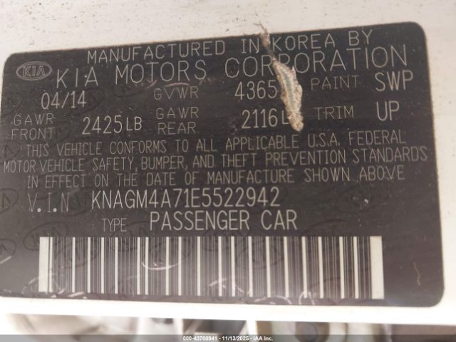 2014 KIA OPTIMA KNAGM4A71E5522942 Photo 8