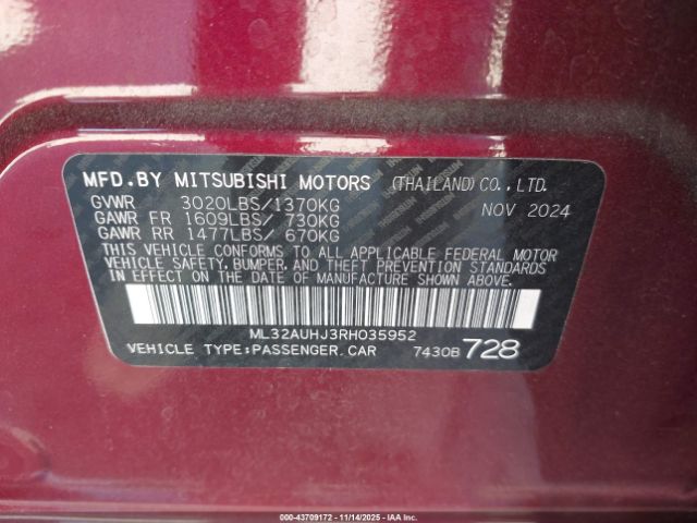 2024 MITSUBISHI MIRAGE ML32AUHJ3RH035952 Photo 8