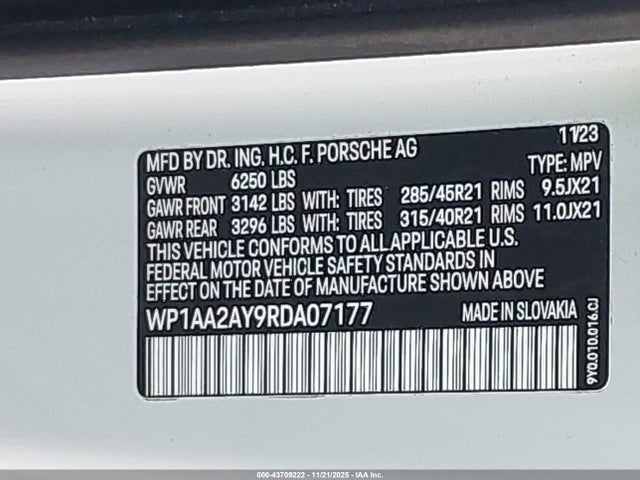 Porsche Cayenne 2024 WP1AA2AY9RDA07177 Image 9