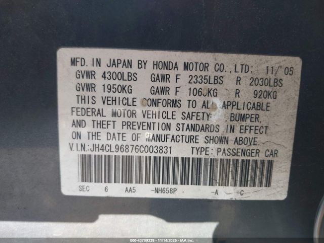 2006 ACURA TSX JH4CL96876C003831 Photo 8