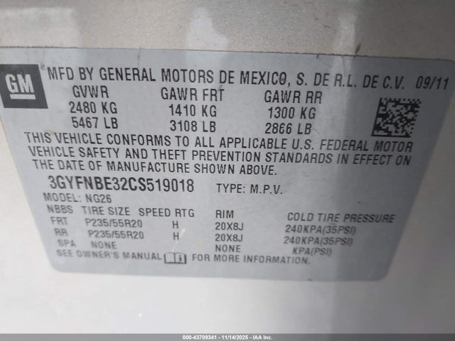 2012 CADILLAC SRX 3GYFNBE32CS519018 Photo 8