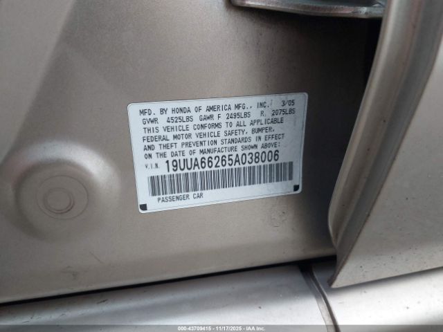 2005 ACURA TL 19UUA66265A038006 Photo 8