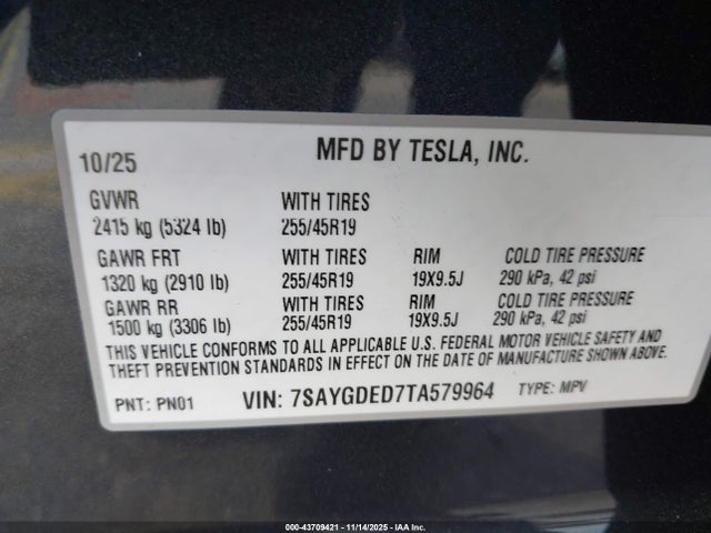 2026 TESLA MODEL Y 7SAYGDED7TA579964 Photo 8