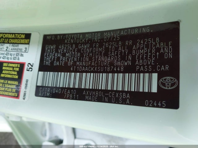 4T1DAACKXSU187448 Toyota CAMRY SE