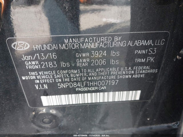 Aukcja sprzedaży 2017 Hyundai Elantra Se, vin: 5NPD84LF1HH007197, numer aukcji: 43709486
