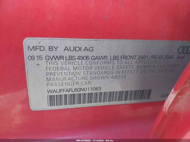 2016 AUDI A4 WAUFFAFL8GN011063 Photo 8