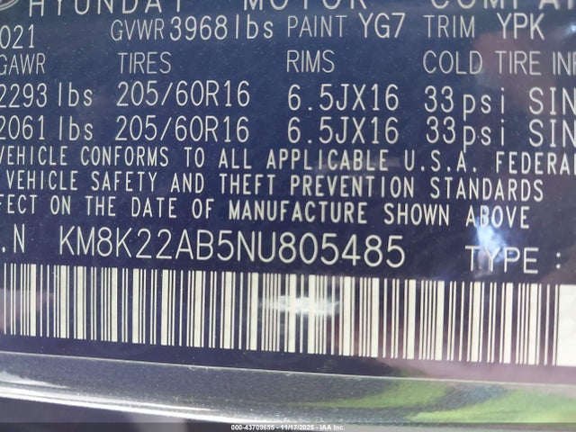 2022 HYUNDAI KONA KM8K22AB5NU805485 Photo 8