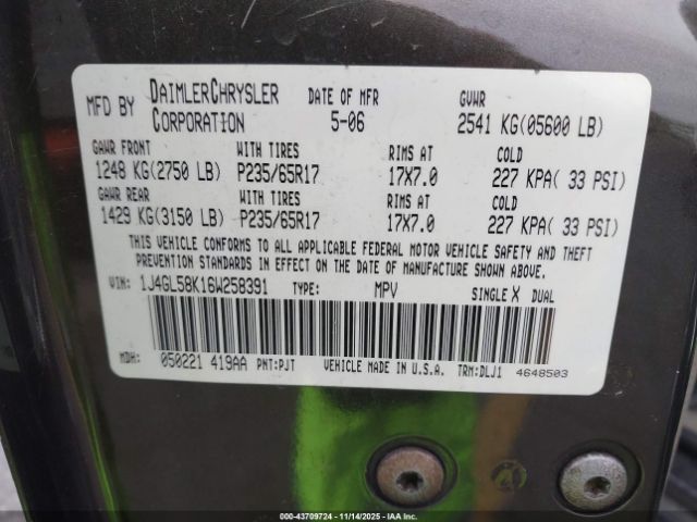 2006 JEEP LIBERTY 1J4GL58K16W258391 Photo 8