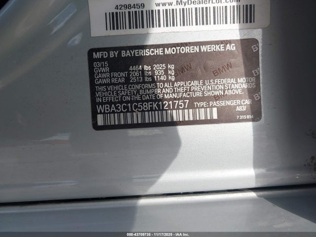 Aukcja sprzedaży 2015 Bmw 328i, vin: WBA3C1C58FK121757, numer aukcji: 43709735